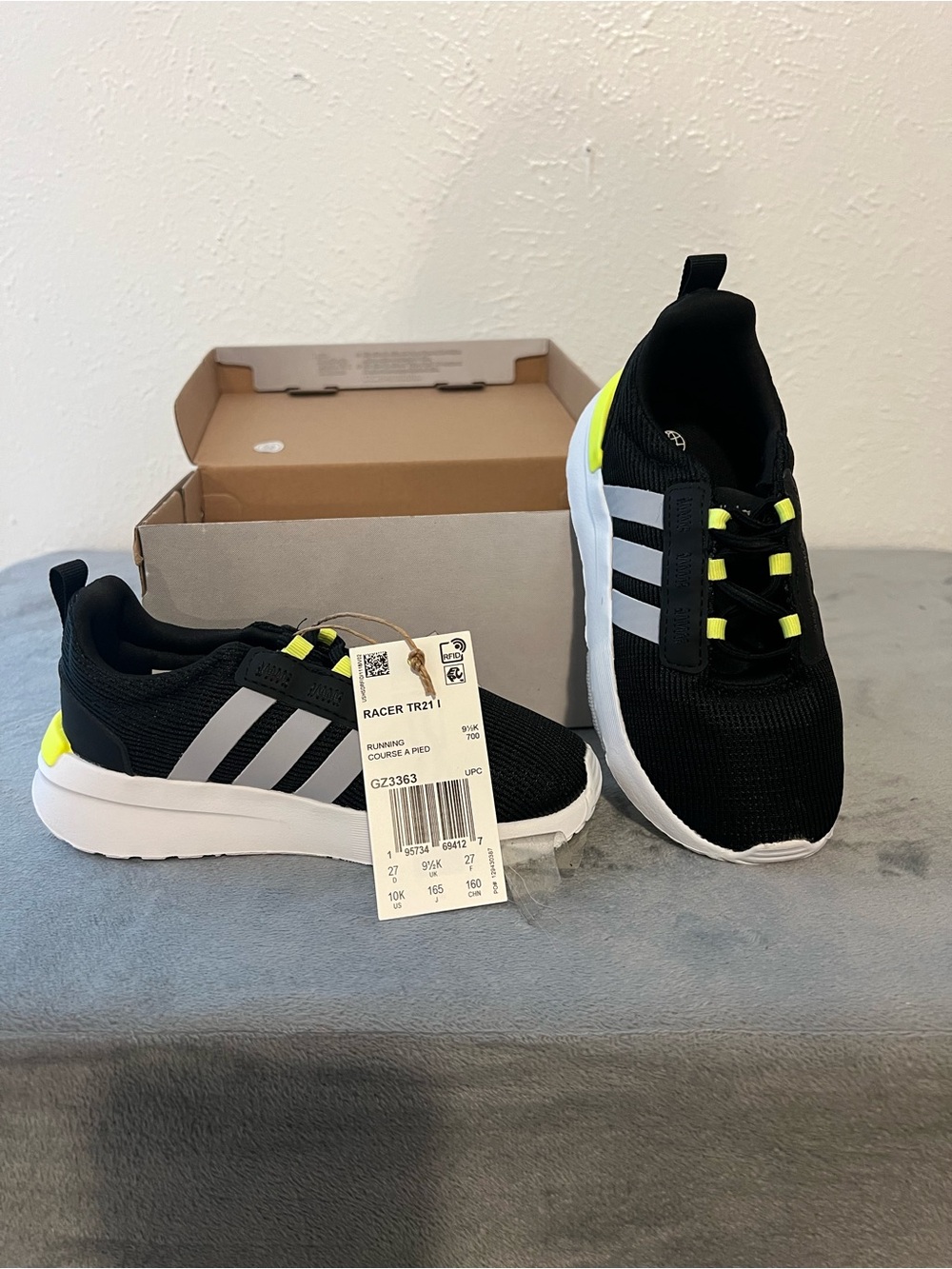 adidas Kids Racer TR21 Black & Yellow Slip-On Sneakers - Picture 1 of 6
